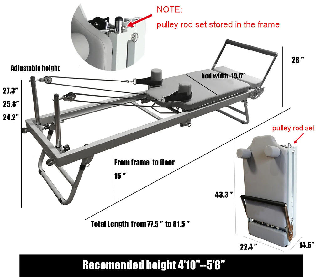 Pilates Reformer Fitness Equipment for Home Foldable Yoga Bed Strength Training Machine