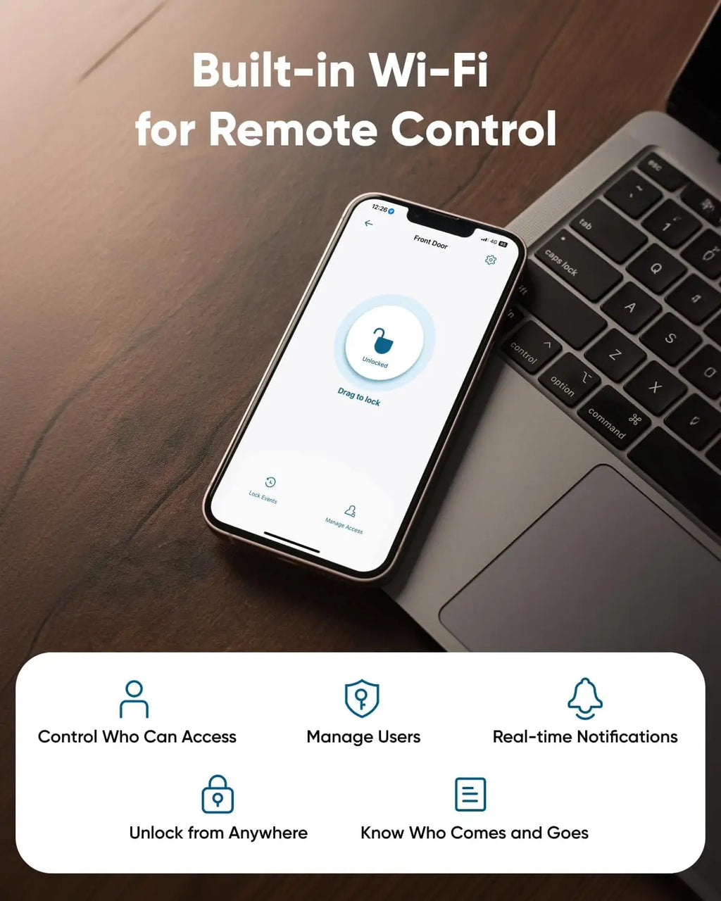 Smart WiFi Keypad Deadbolt Lock, Keyless Entry with App Control, Easy DIY Installation for Front Door Security