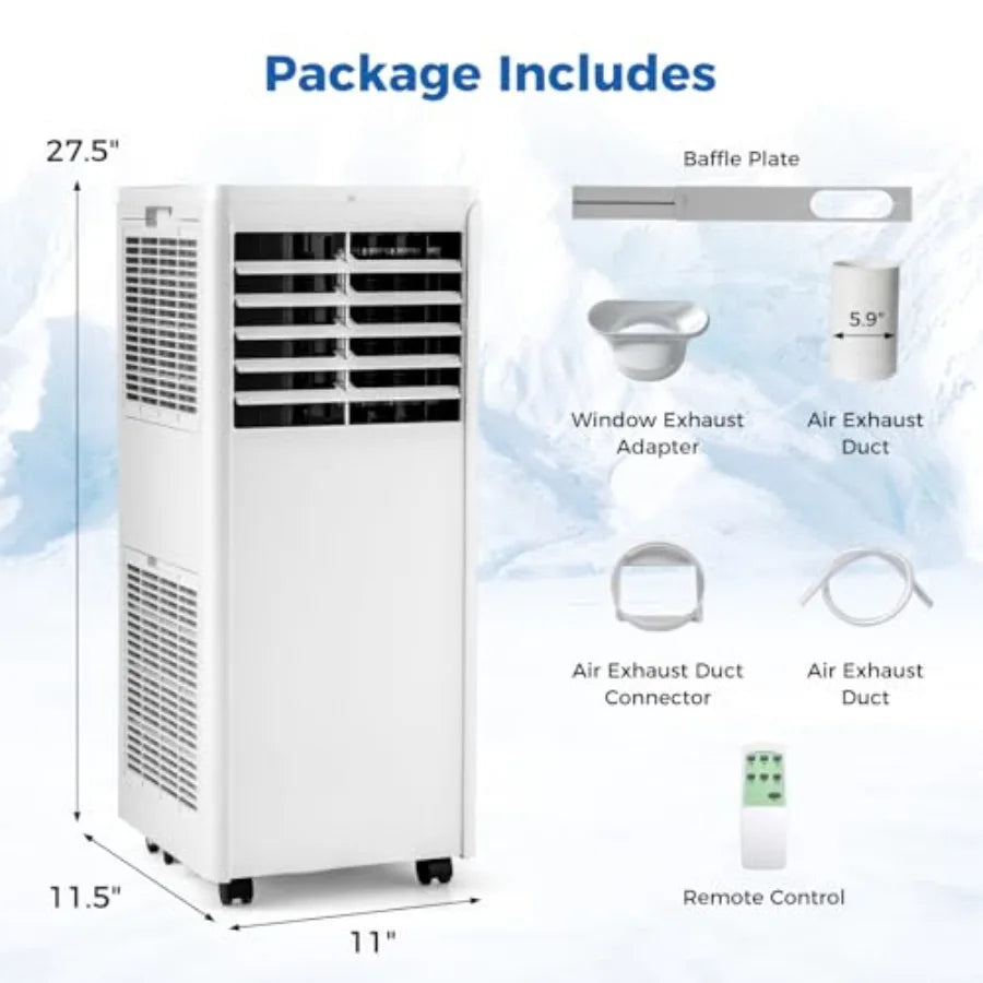 8000 BTU Portable Air Conditioner for Home and Office Use Features Fan Cooling Dehumidifier Sleep Mode Cools Up to 250 Sq.Ft In