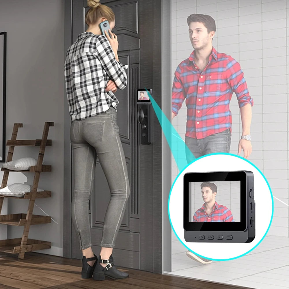 Video Doorbell Video Intercom Doorbell Camera 1080P 4.3inch IPS Screen Eye Peephole Camera 2.4G for Villa Home Office Apartment
