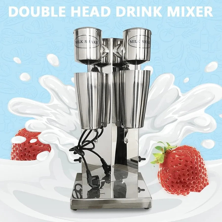 Electric Milkshake Machine 360W High-Speed Commercial Blender for Smoothies and Shakes with 14000rpm Dual-Head Mixer Stainless