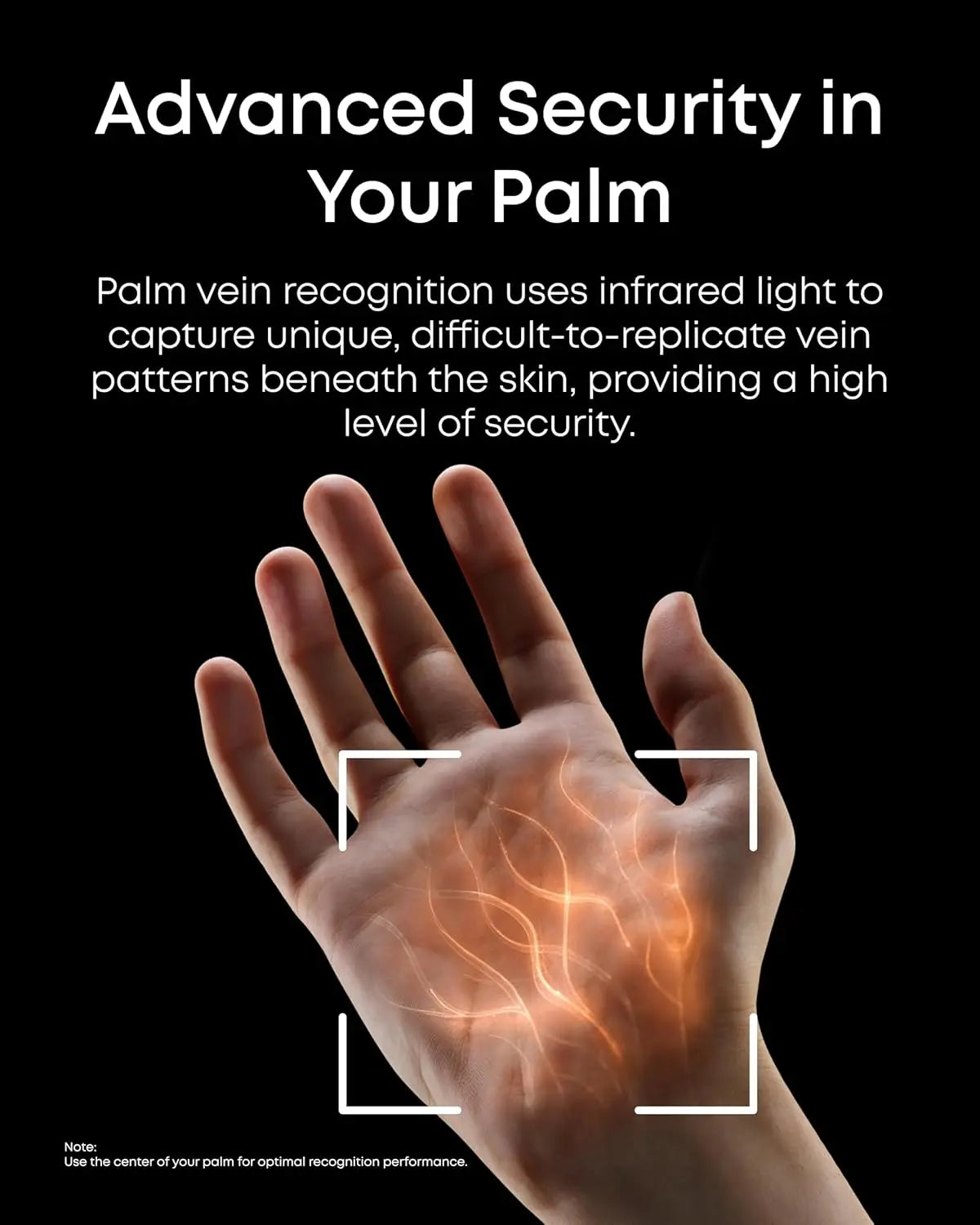 Smart Lock with Palm Vein Recognition - Keyless Entry, Wi-Fi Control, Auto Lock, Voice Control, IP65 Waterproof
