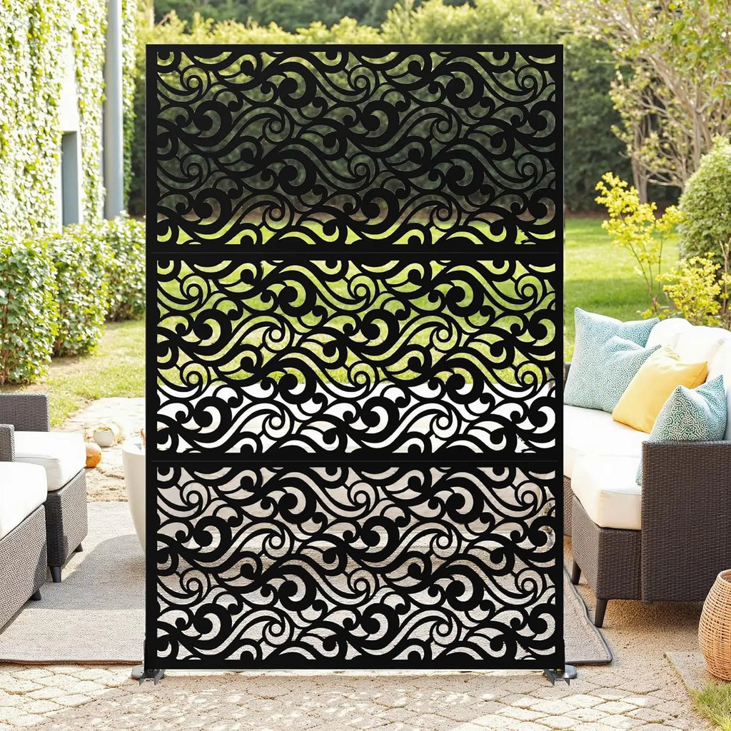 Metal Privacy Screen 72" H x 47" W, Privacy Screens and Panels, Freestanding Decorative Fence , 1 Panel Outdoor Divider