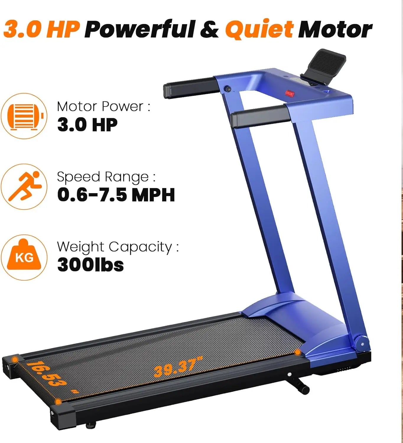 Compact 4-in-1 Folding Treadmill with Incline for Home Fitness, Supporting 300 LBS, Ideal for Small Spaces with Hand Controls