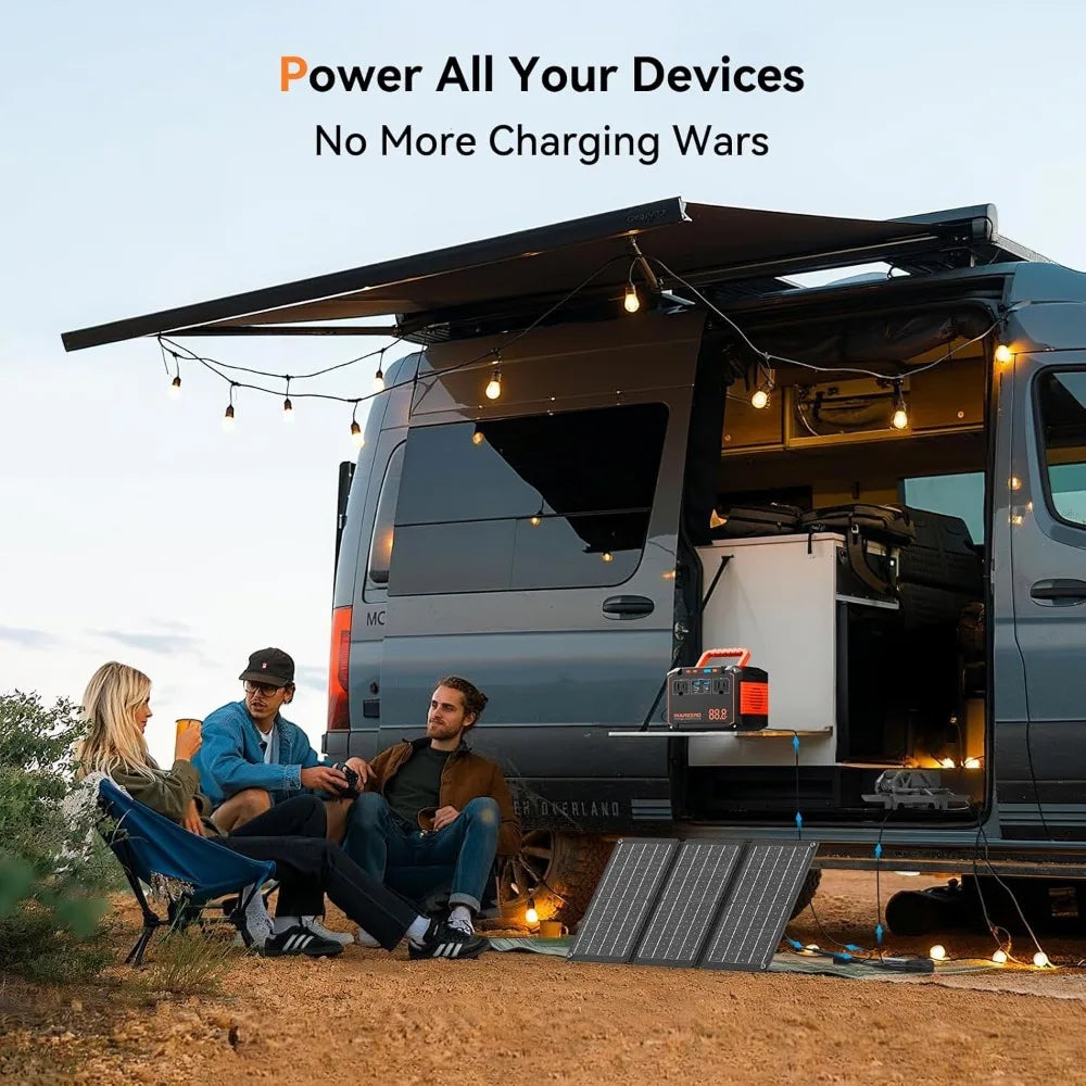 88.8Wh Portable Power Station with 30W Solar Panel, 150W Peak Output, 6 Ports for Outdoor Travel Emergency Backup