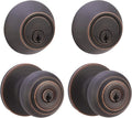 Exterior Door Knob Set with Key Lock and Deadbolt, Oil Rubbed Bronze Finish, Adjustable for Standard Doors