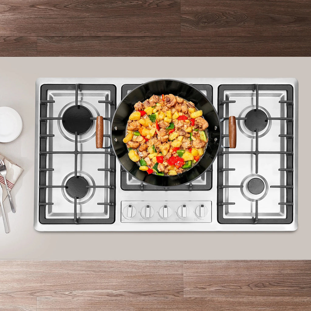 5 Burner Built-in Gas Cooktop 3.3KW NG Gas Stove Stainless Steel Gas Hob for Home Commercial Kitchen