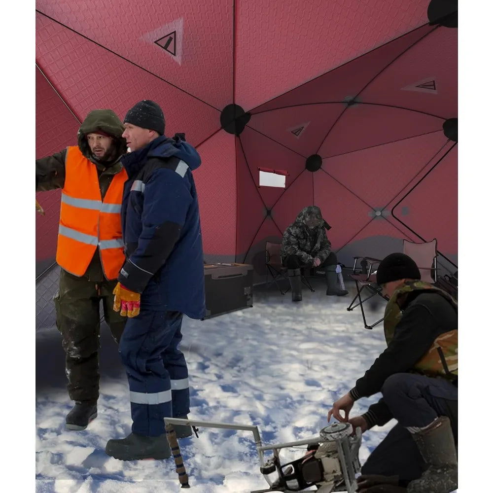 Pop Up Ice Fishing Tent Insulated Ice Fishing Shelter Portable Hub-Style Shelter Shanty Windproof and Warm, Multiple Sizes