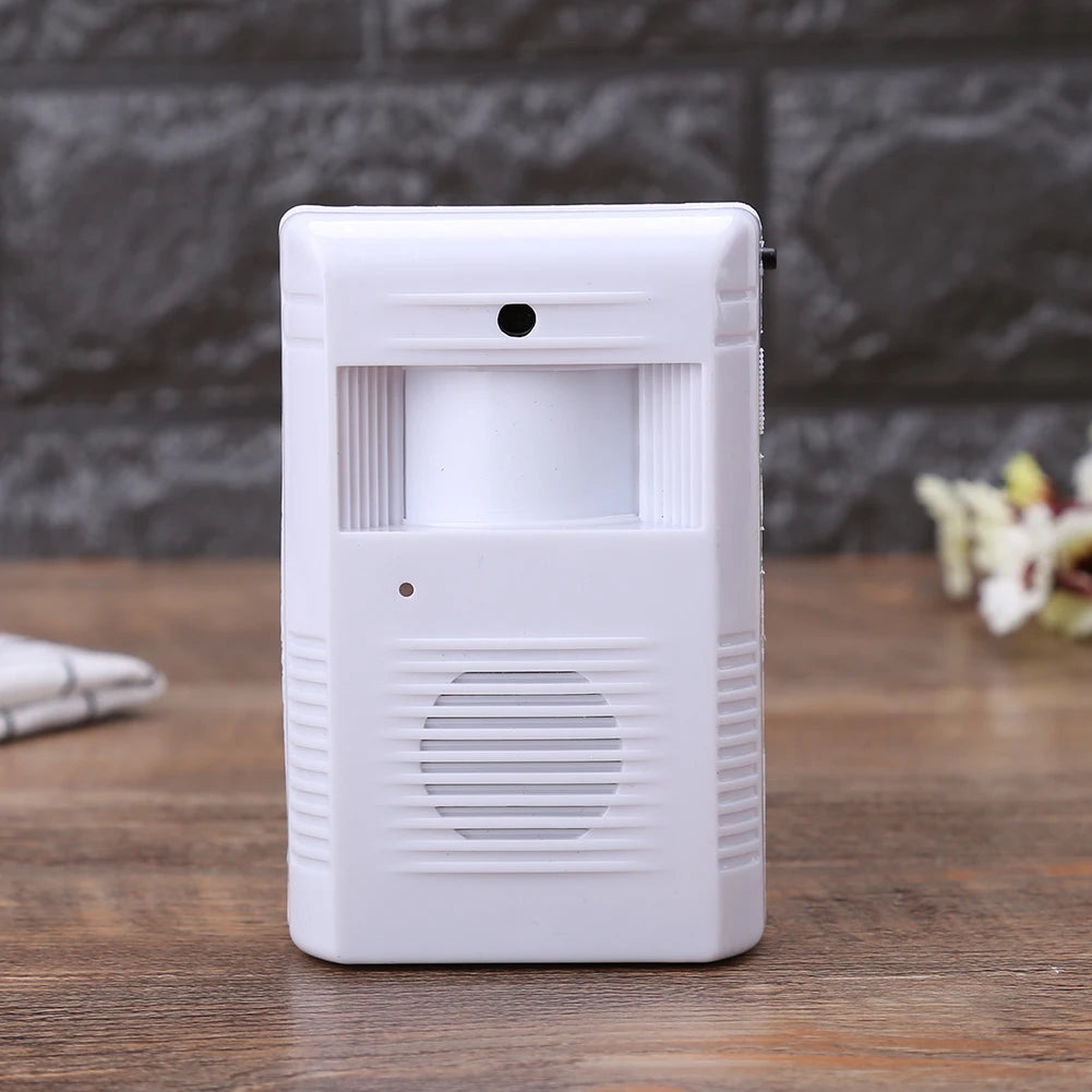 White Motion Sensor Doorbell Wireless Induction Visitor Door Bell Alert System Security Convenient for Warehouse Shed Garage