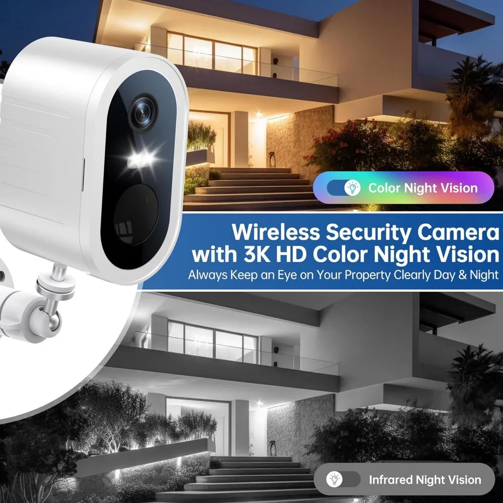 2k security cameras wireless outdoor 2 pack - cameras for home security battery powered security camera, 2.4g wifi surveillance
