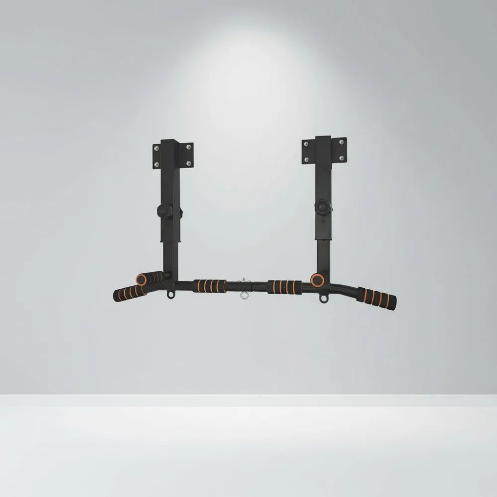 Wall Mounted Pull Up Bar Multifunctional Dip Station for Home Gym, Adjustable Height, Supports 440 Lbs Indoor Workout Equipment