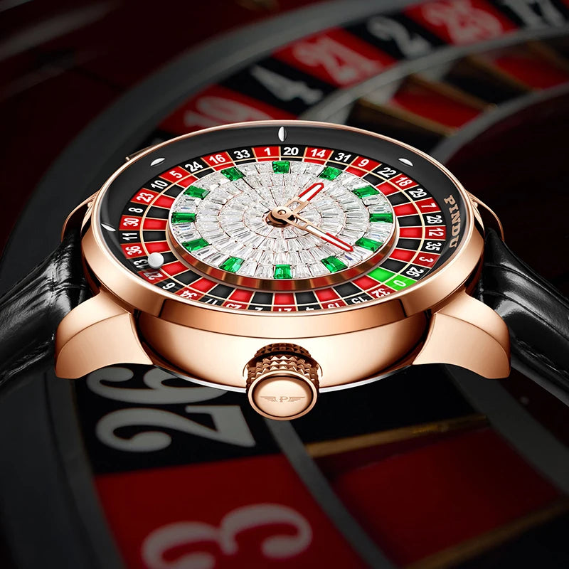 Mechanical Watches Pro Men's PINDU Watch NH35A Movement Sapphire Glass Waterproof Button Design Wristwatch Russian Roulette