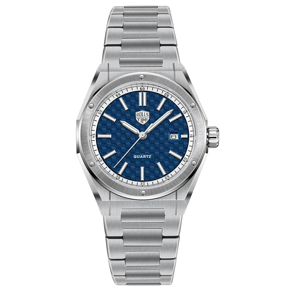 RollsTimi 2026 New Men's Watches Luxury Quartz Wristwatches AR Sapphire Sport Watch For Men Stainless Steel Waterproof Luminous