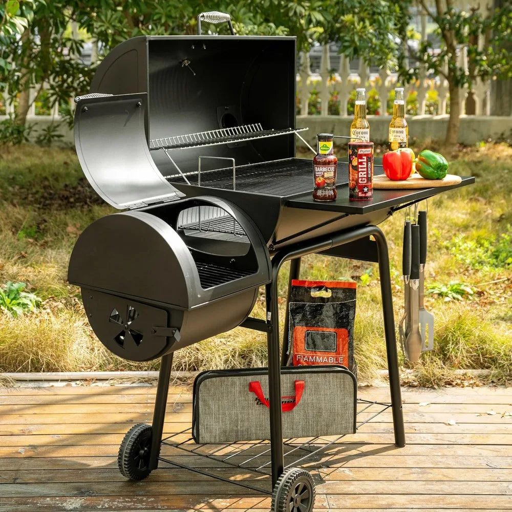Royal Gourmet CC1830SC Charcoal Grill and Offset Smoker, 811 Sq. In. Cooking Area, Black, Outdoor and Camping Use
