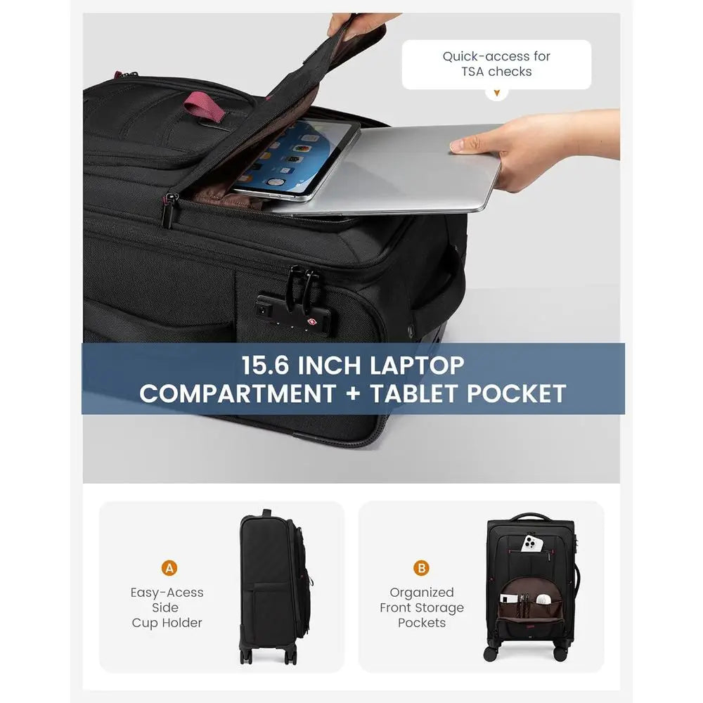 22 Lightweight Spinner Carry-On Suitcase with TSA Lock for Men & Women, Ideal for Business Travel