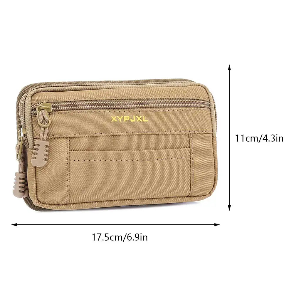 Men Waist Pouch Multi-Compartment Wallet Pouch Portable Mobile Phone Purse Canvas Hiking Cycling Travel Tools