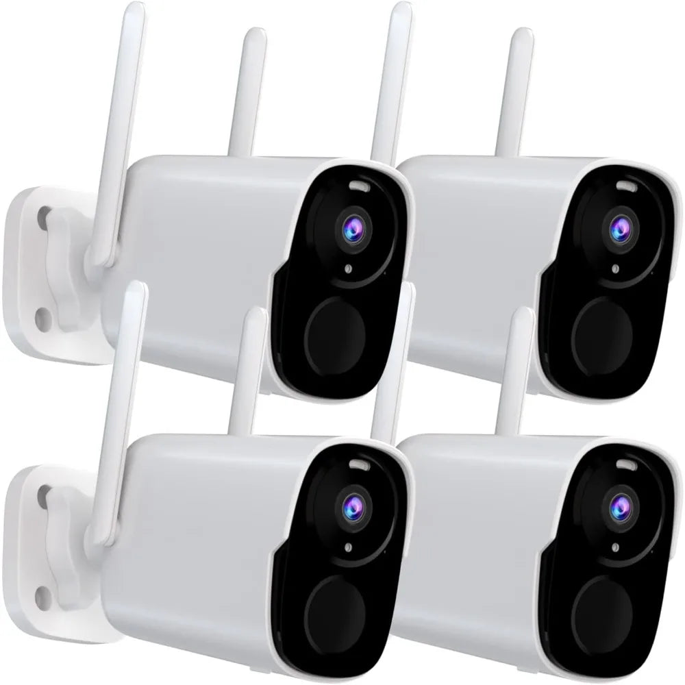 4pc security cameras wireless outdoor, 2k battery powered security camera for home, wifi camera surveillance indoor system with