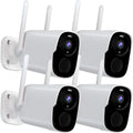 4pc security cameras wireless outdoor, 2k battery powered security camera for home, wifi camera surveillance indoor system with