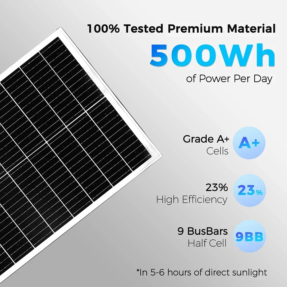 XINPUGUANG 100W 16.5V Rigid Solar Panel Monocrystalline Silicon Waterproof for 12V Charging Ideal for Camping Home RV