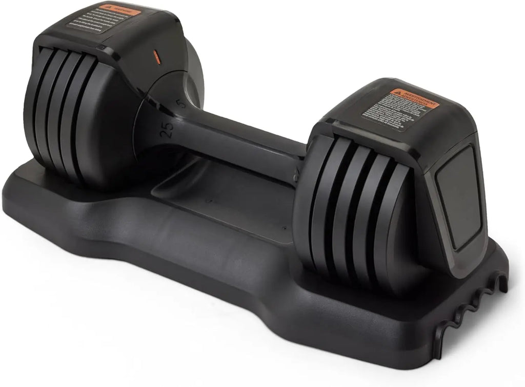 Adjustable Dumbbell 25lb with 5 Weight Options, Anti-Drop Design & Space-Saving Tray