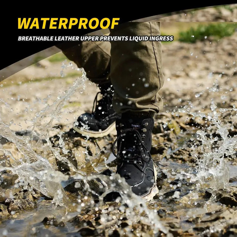 Toe Boots for Men6 Inch Moc Toe Safety Work Boots NonSlip Resistant Indestructible Construction Western Boot Mens Steel Toes Sho