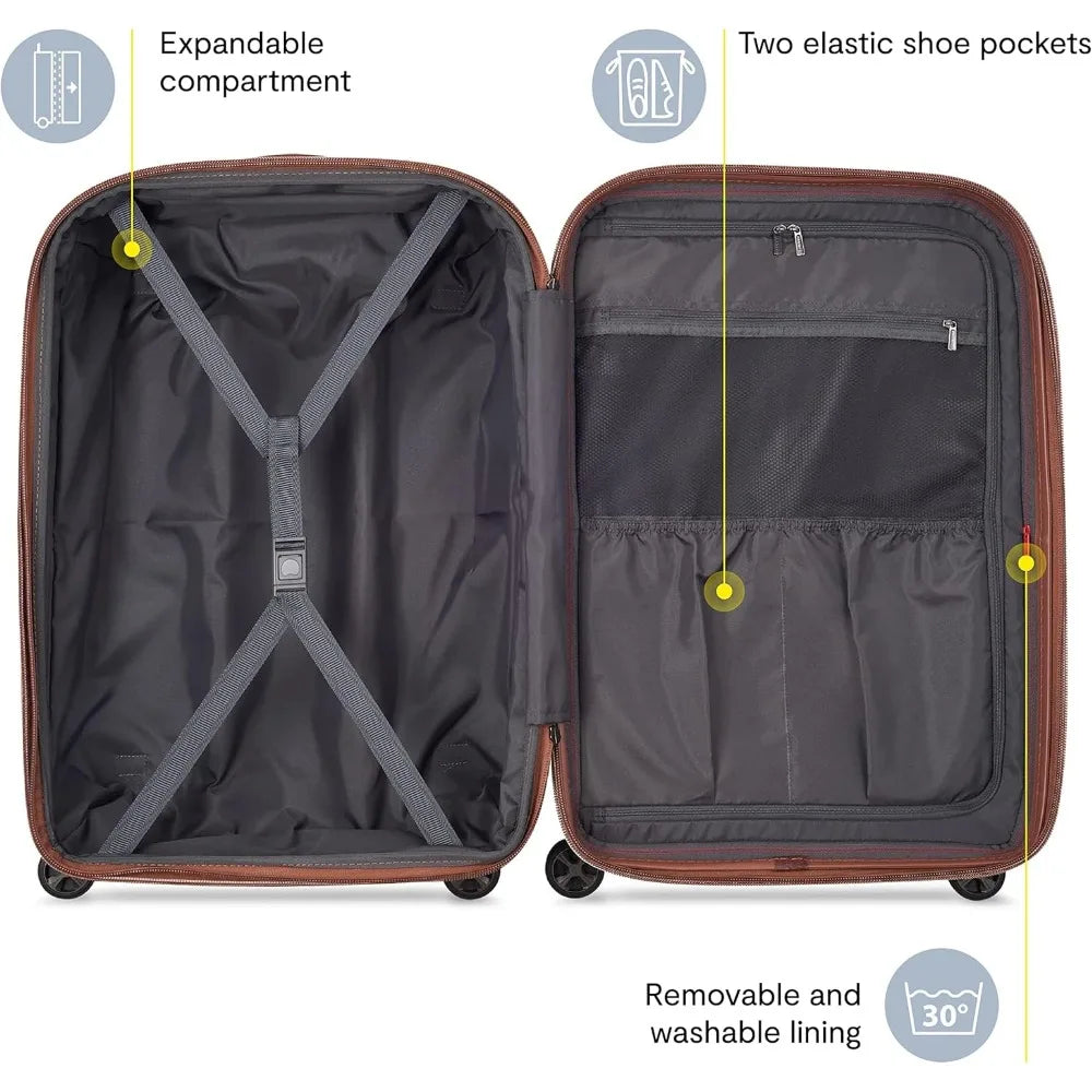 paris expandable hardside spinner luggage, pink, medium 24 inch