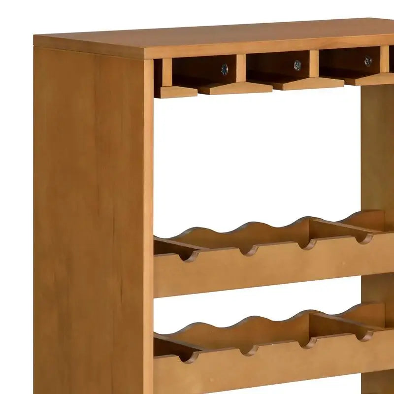 7-Tier Wine Rack for Oak Storage and Display, Space-Saving Design, Perfect for Home or Bar, Holds Multiple Bottles