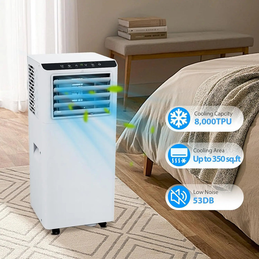 8000 BTU Portable Air Conditioners Portable AC Unit with Remote, Digital Display/24Hrs Timer Cools/Fan/Dehumidifier for Bedroom