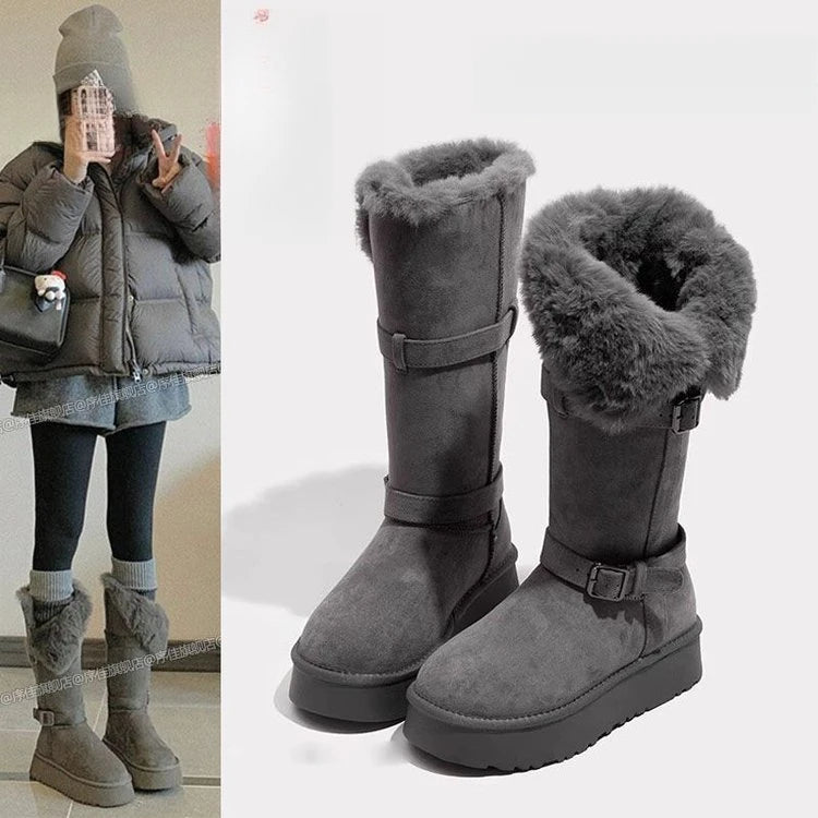 2025Winter New Thick-Soled Height-Increasing Fleece-Lined Thickened Long Snow Boots