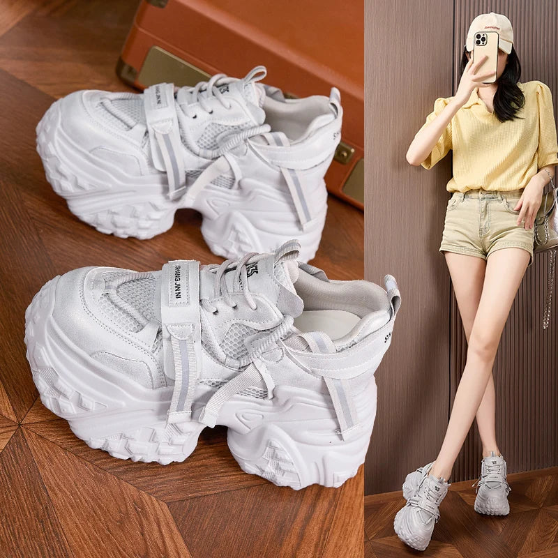 Autuspin Casual Sport Shoes for Women Fashion Chunky Sneakers Leisure Women's Fitness Shoe Breathable Air Mesh GYM Sneaker