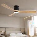 52inches Ceiling Fan with Lights,Wooden Flush Mount Ceiling Fans with Remote Control,Dimmable Light,3 CCT,6 Speeds,Noiseless,Cei