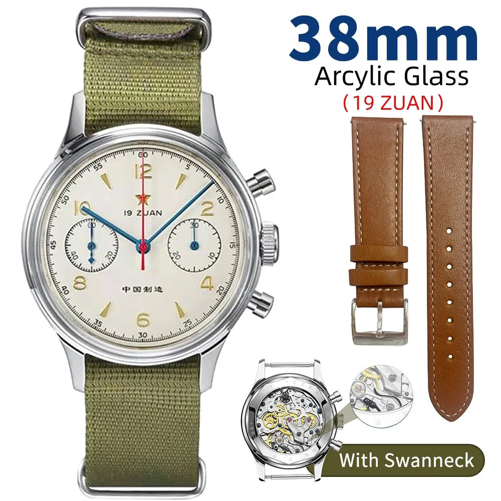 Seakoss 38mm 40mm Men's 1963 Chronograph Acrylic Sapphire Glass With Seagull ST19 Hand Winding Movement Male Mechanical Watches