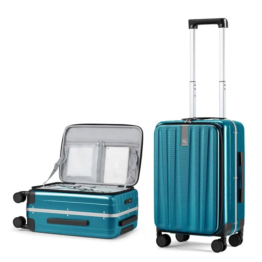 Inch Carry On Luggage Hard Shell Top Opening Aluminum Frame Hardside Suitcase with Spinner Wheels, Durable Rolling Luggage for M