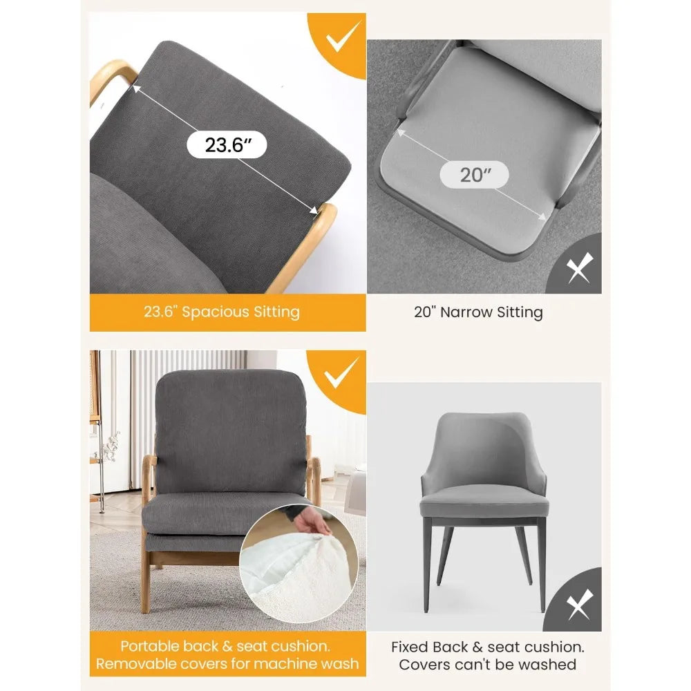 Mid Century Modern Accent Chairs for Living Room, 23” Wide Comfy Chair for Bedroom, Small Cozy Corduroy Reading Chairs for Adult