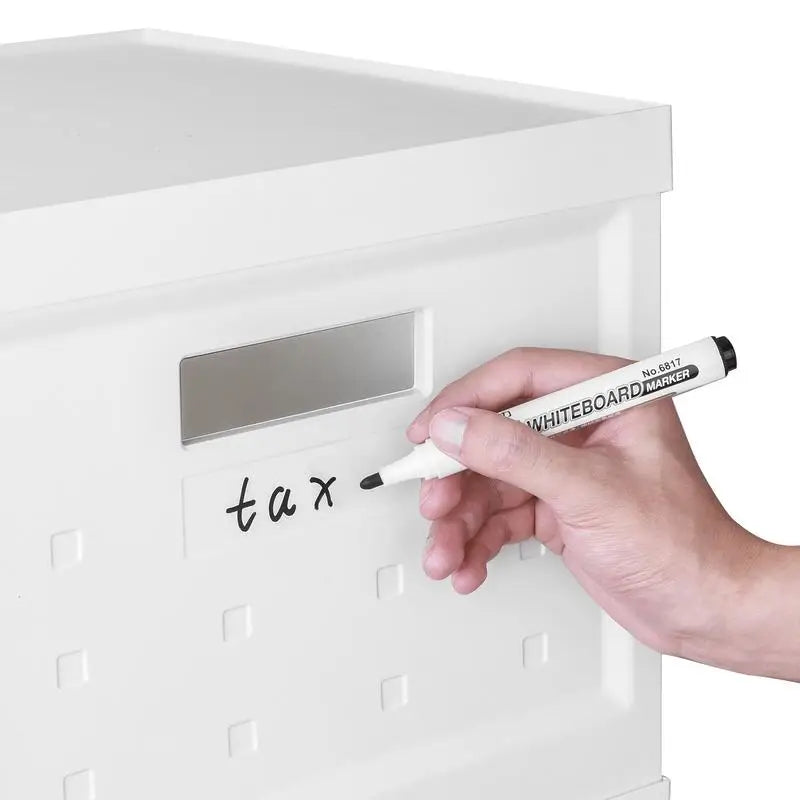 Set of 2 Stackable Rolling File Boxes with Lids & 10 Hanging Files, Portable Plastic Storage Organizer on Wheels for Home or