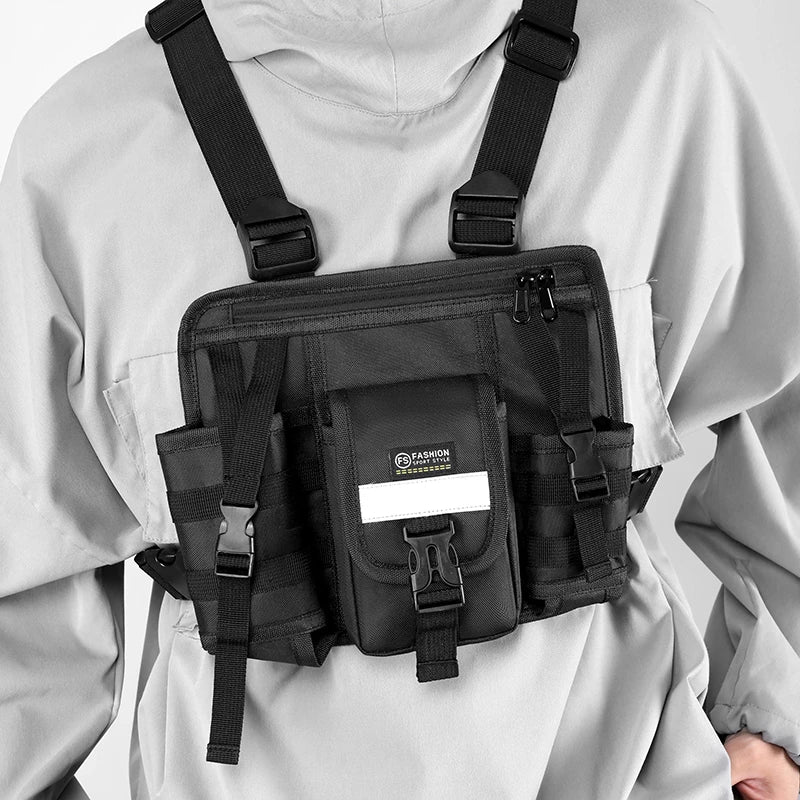 Reflective Design Chest Rig Bag Wear-resistant Tactical Vest Bag Multiple Pockets Students Chest Bag Hip-hop Streetwear Back2026