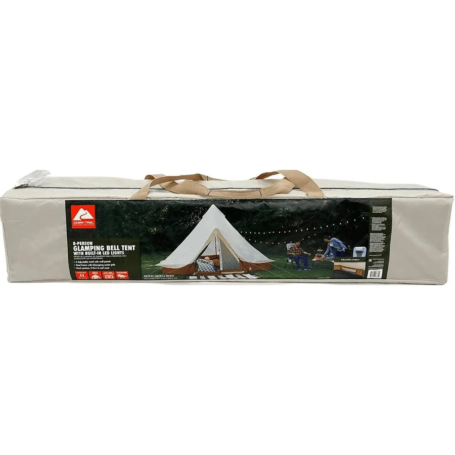 Ozark Trail 15' x 15' 8-Person Glamping Bell Tent with String Lights, 22.57 lbs