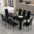 9-piece Set of 6-8 Person Dining Table, Modern Rectangular Dining Table, Equipped with 8 PVC Leather Dining Chairs