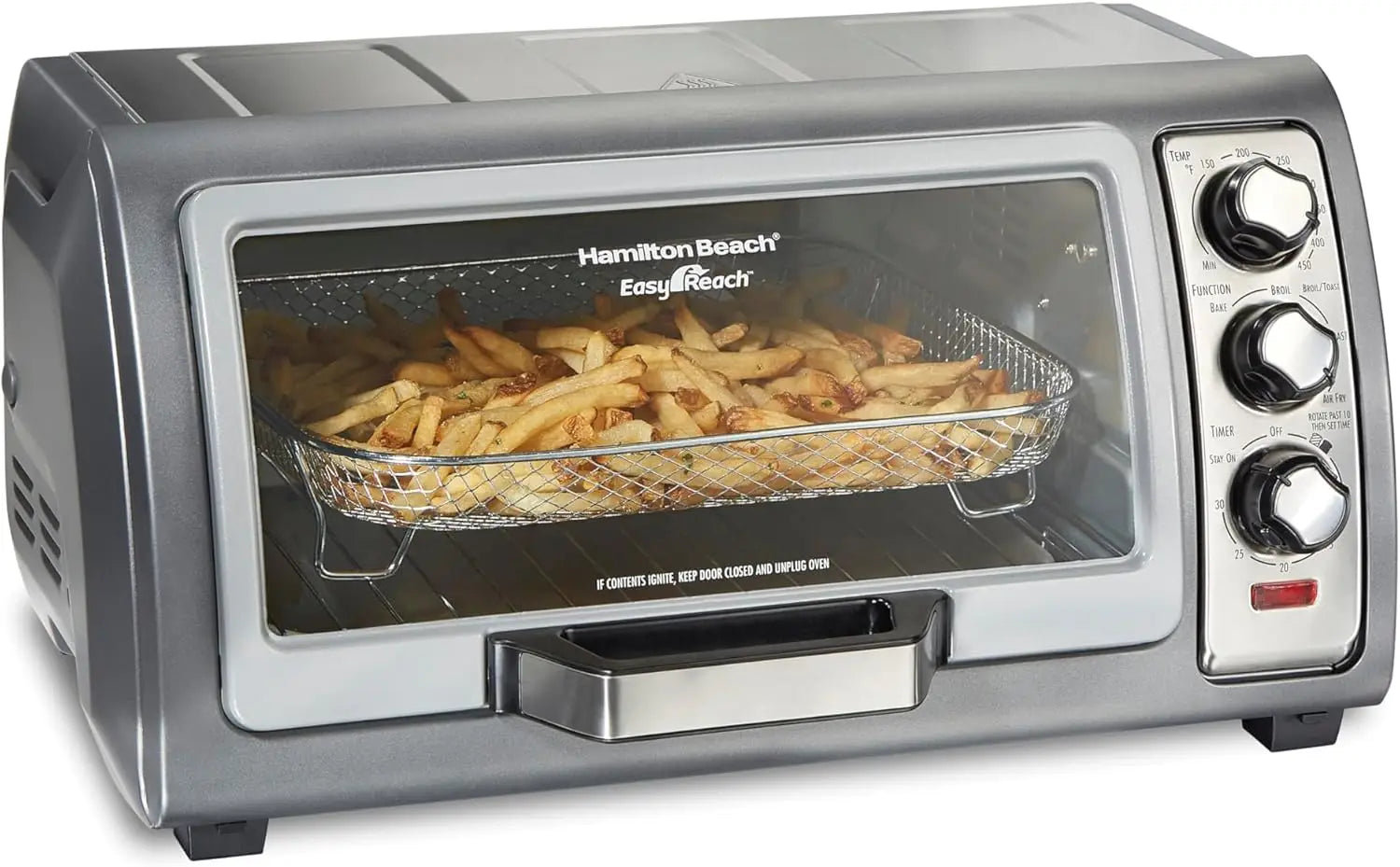 Large Capacity Air Fryer Toaster Oven Combo with 4 Functions, Fits 6 Slices or 12" Pizza, Stainless Steel
