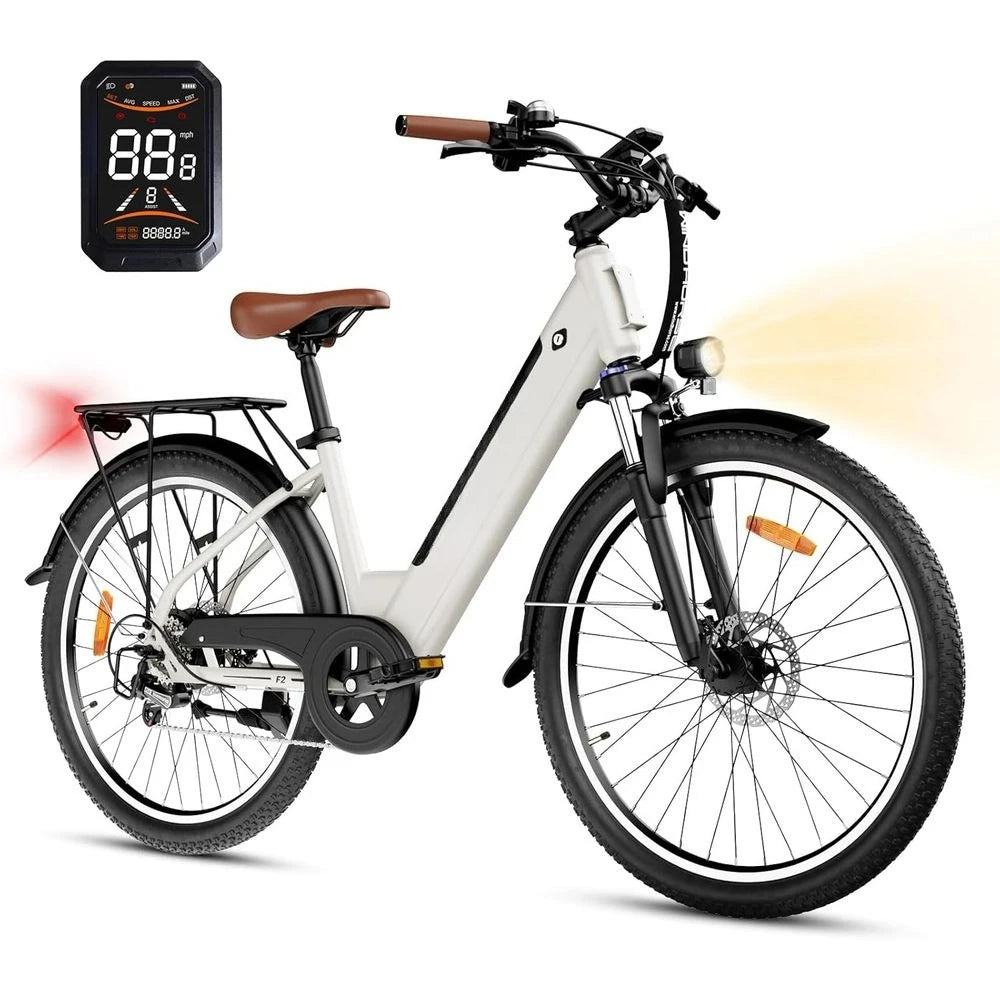 Adult 20MPH 50-Mile E-Bike: 468Wh Battery, 750W Motor, 7-Speed, Front Suspension