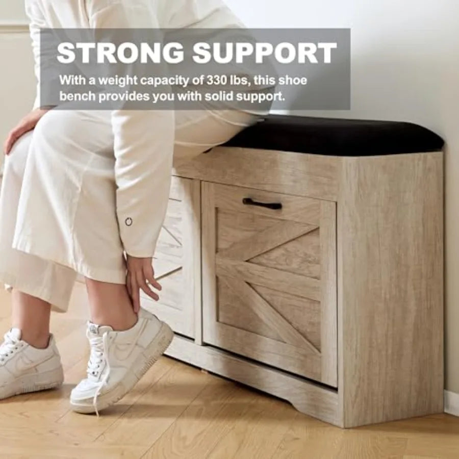 Shoe Storage Bench Cushion Entryway Bench with Storage End of Bed Shoe Benches Small Shoe Rack Benches Entry Way Shoes Cabinet