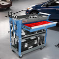 AIRAJ 3 Tier Rolling Tool Cart on Wheels,Metal Heavy Duty Mechanic Cart with Drawers and Pegboard,Industrial Utility Cart