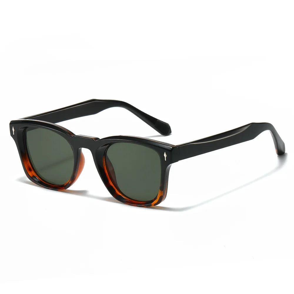 Women Square Sunglasses Men Punk Shades UV400 Retro Rivets Decoration Trending Sun Glasses Clear Lens Frame