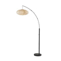 Arc Floor Lamp 80 Tall Black Base Oval Off-White Paper Shade Convenient Overhead Lighting for Living Room Nursery Bedroom or Of