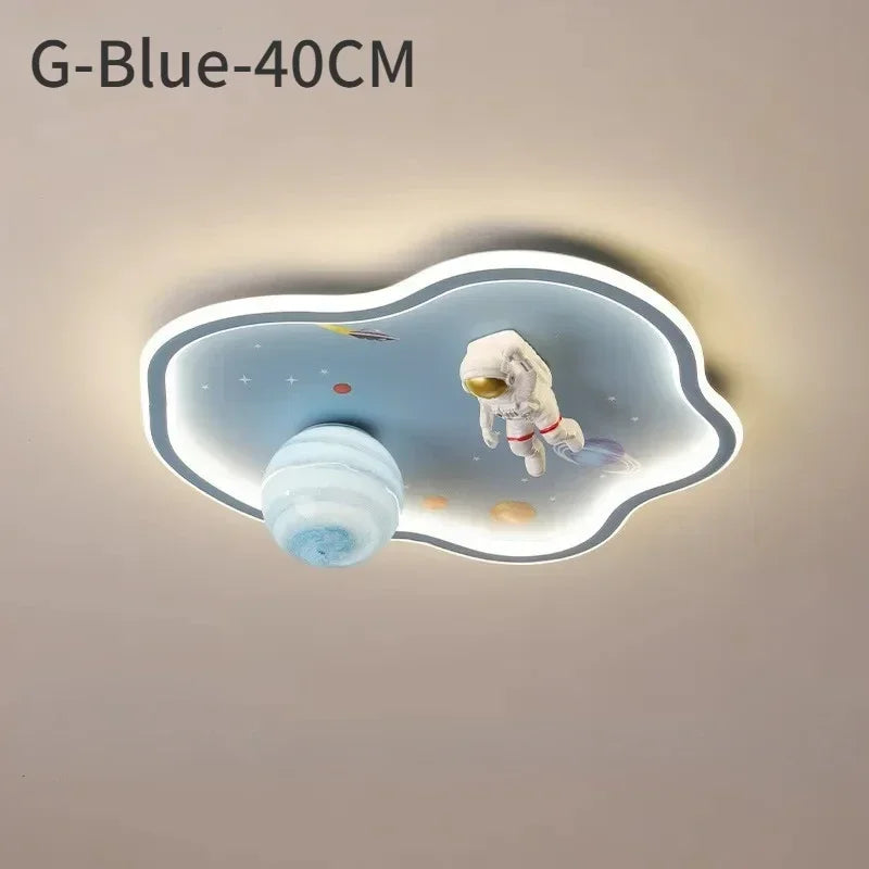 Modern Children's Room Astronaut LED Ceiling Light Bedroom Pendant Light Baby Cartoon Astronaut Moon Home Ceiling Light Fixture