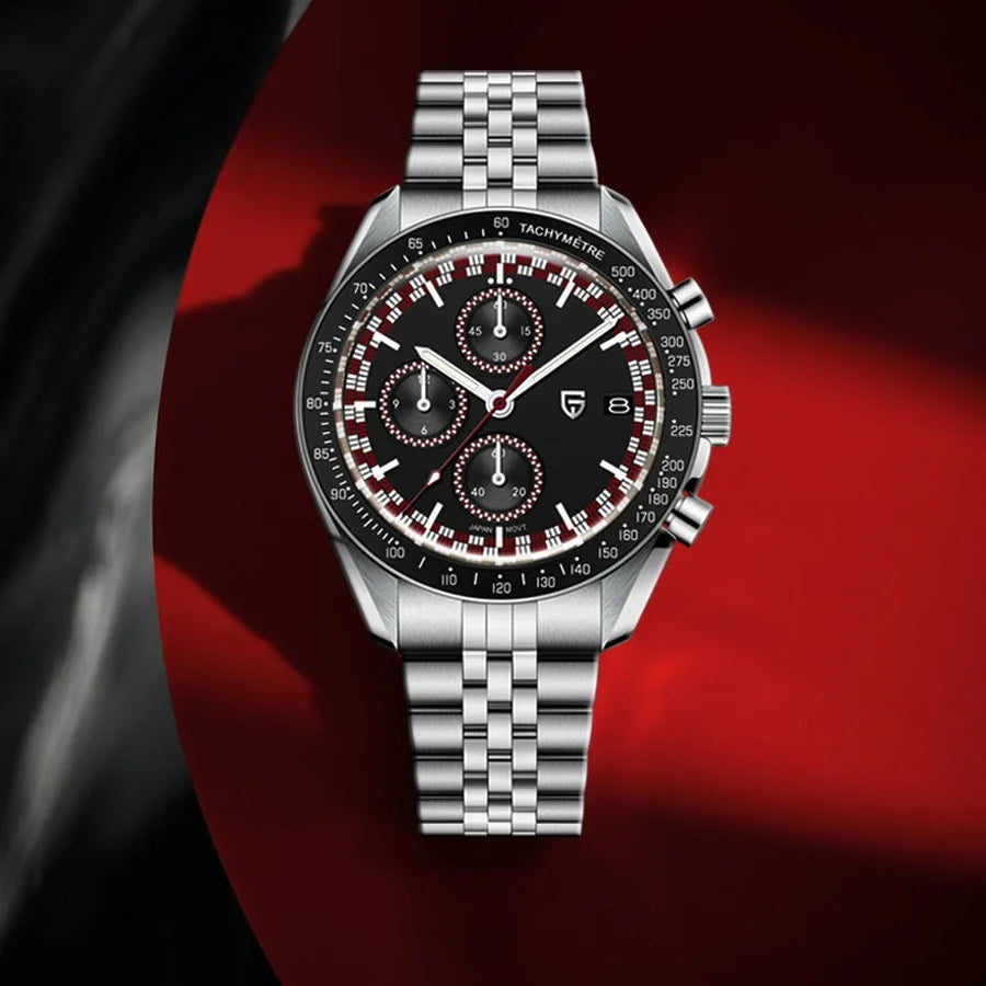PAGANI DESIGN Brand 500 Speedometer circle Men watch Quartz Waterproof Japan Movt Chronograph Sapphire Luminous Date Steel Watch