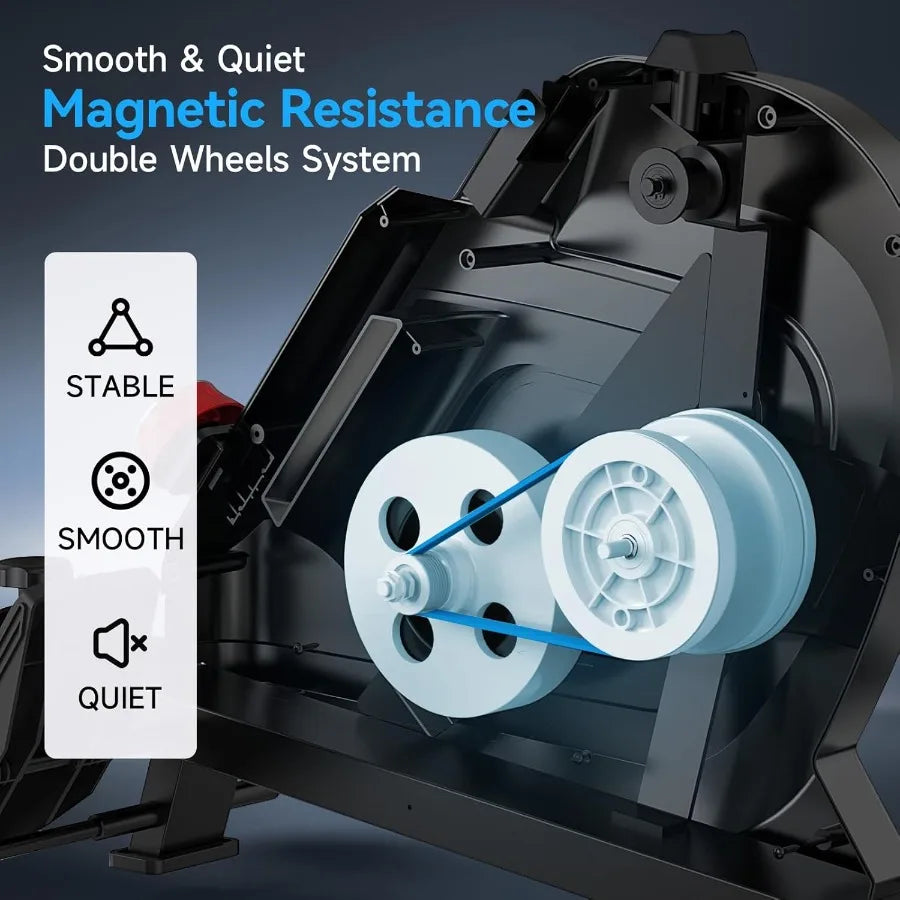 Magnetic Rowing Machine with 360 LB Weight Capacity for Home Workouts Folding Design with Integrated Strength Training Features