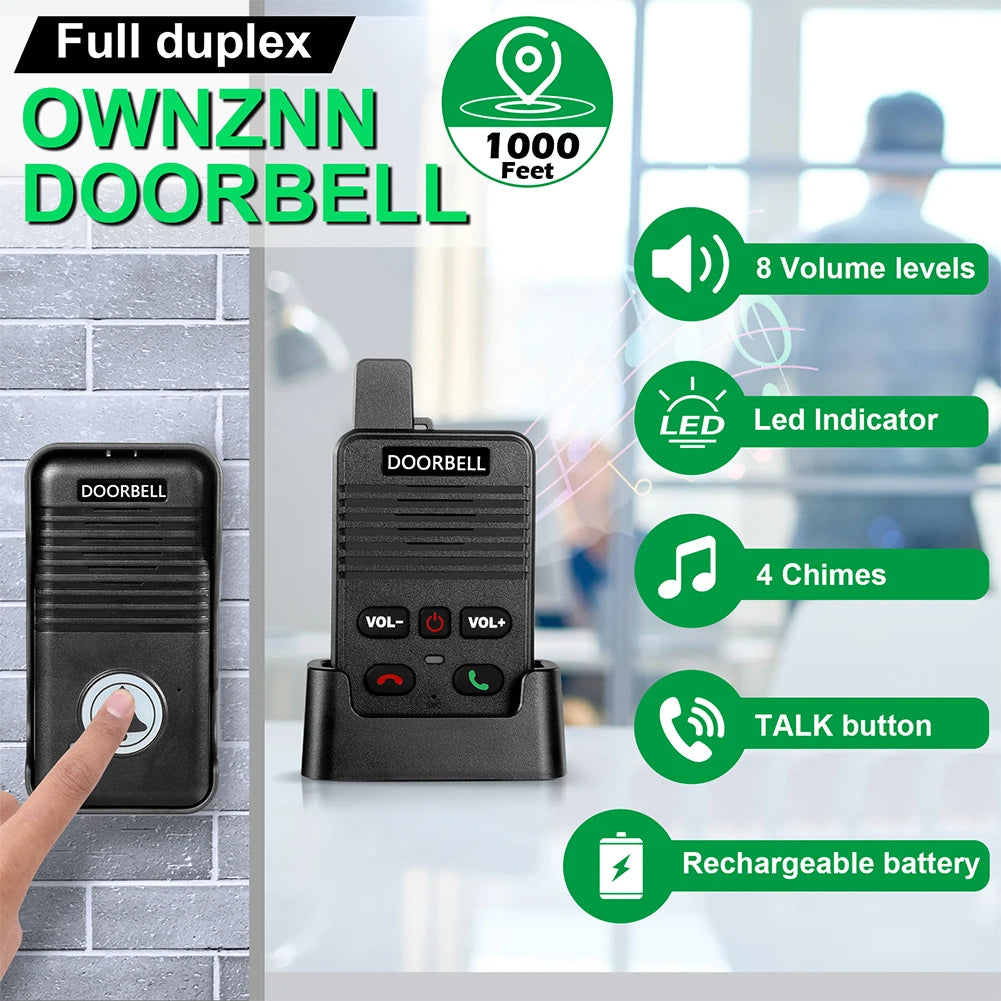 Wireless Voice Duplex Intercom Doorbell 500M Hand Free Two Way Wireless Doorbell Duplex Door Bell for House Home Factory Office