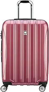 Medium 24 Inch Expandable Luggage with Spinner Wheels in Peony Pink, Hardside Helium Aero Design