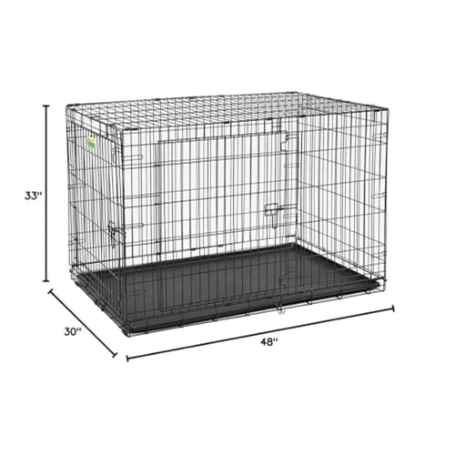 48 Contour Double Door Dog Crate for Large Breeds with Reinforced Steel Frame Easy Assembly Design Ideal for Home or Travel Use